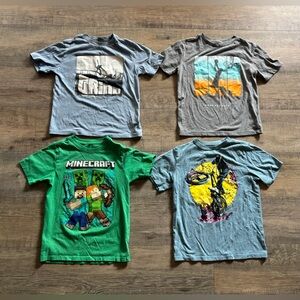 Boys size 8 graphic t-shirt lot Minecraft, basketball, BMX biking, skateboarding